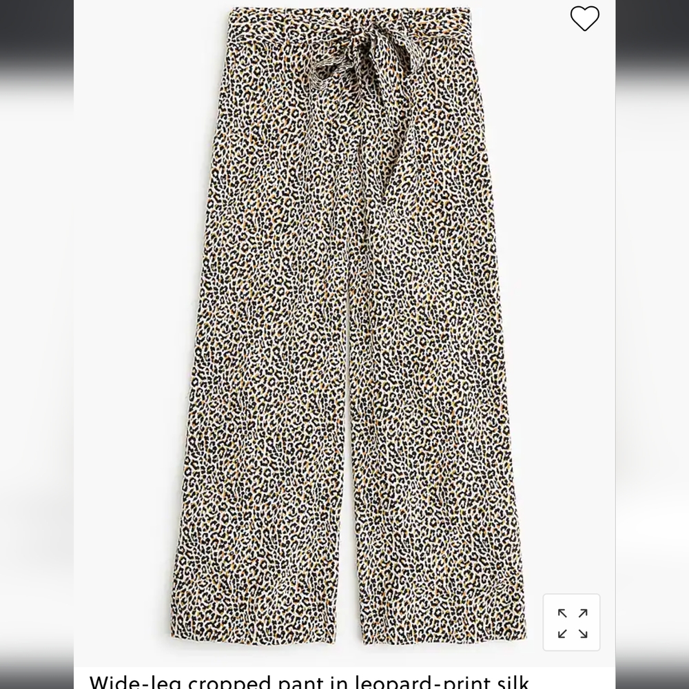 Wide-leg cropped pant in leopard-print silk